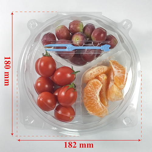 FP-003 400g three grid food plastic box clamshell packaging container