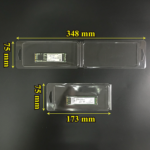 Dimensions Shell Collection 2280 MPK2216-03B M2 2280 22x80mm SSD esd packaging clamshell plastic box